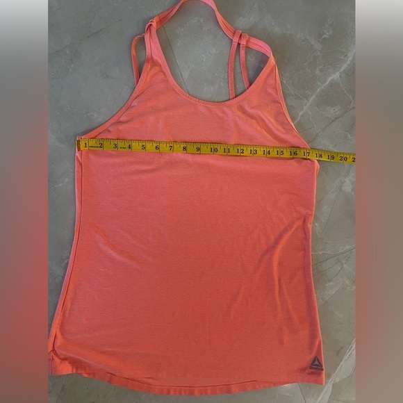 REEBOK Woman Tank Top Size Large Orange Color Racerback Reebok Logo on Back - Picture 2 of 6